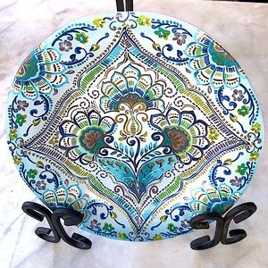222 FIFTH AISHA SALAD PLATE NEW 9 INCH ROUND BLUE GOLD